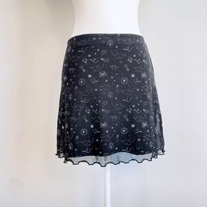 Y2K Mesh Overlay Mesh Celestial Mini Skirt Medium Fairy Grunge Stars and Moons